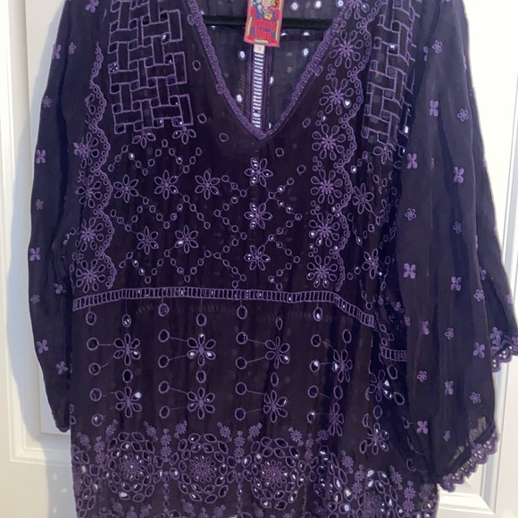 FINAL price Johnny Was Deep Purple Embroidered Tunic - Picture 1 of 11